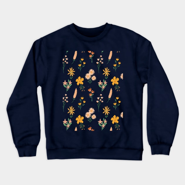 Orange Floral Pattern Crewneck Sweatshirt by ilustraLiza